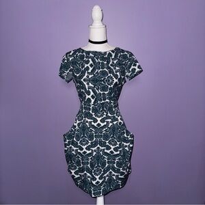 Boutique Teal Patterned Mini Dress